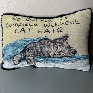 Small 12" Tapestry & Faux Fur Cat Pillow No outfit is complete without cat hair